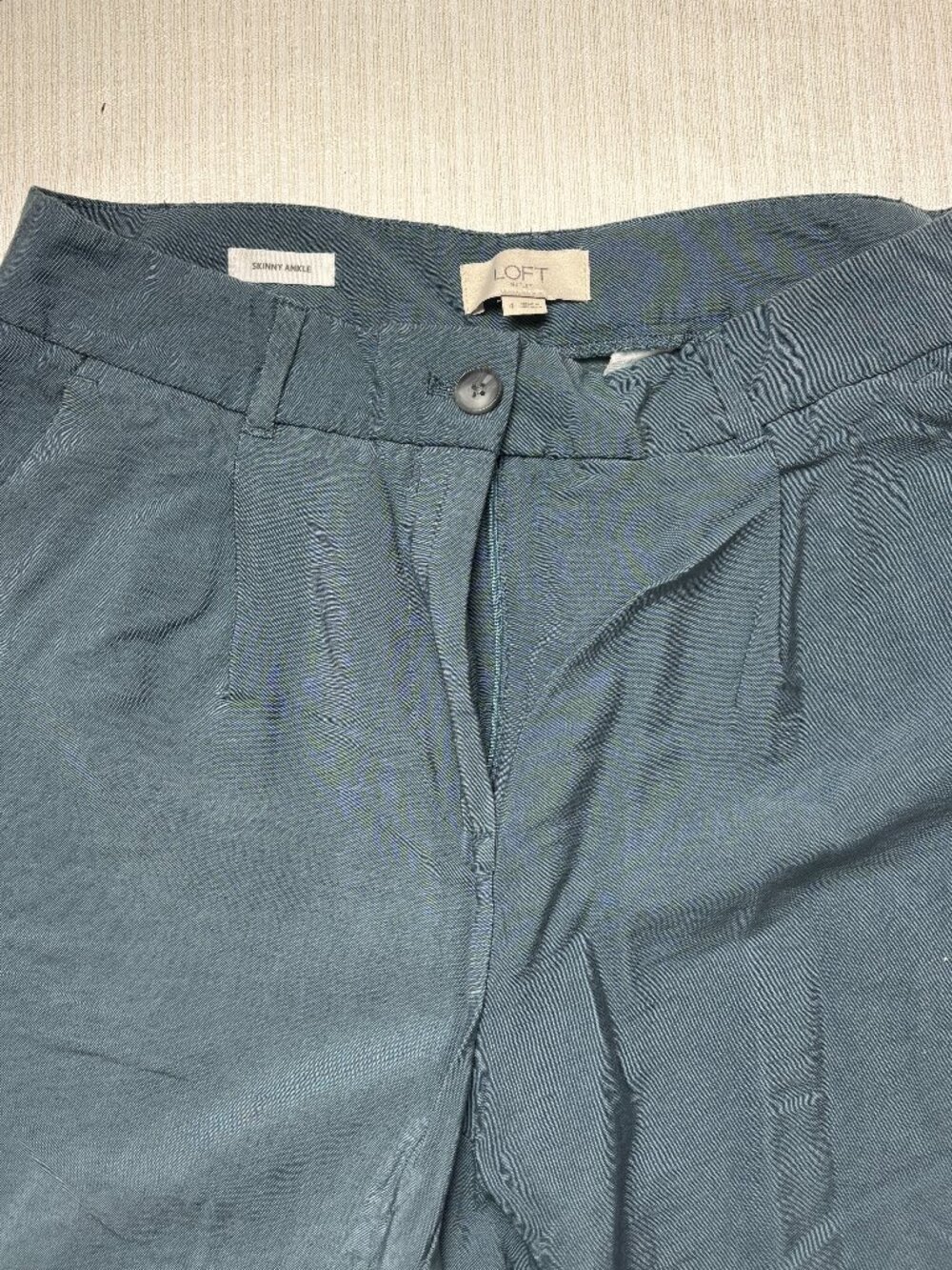 LOFT Tapered Ankle Pant Women 4 Blue Gray Trouser Lightweight Work Casual